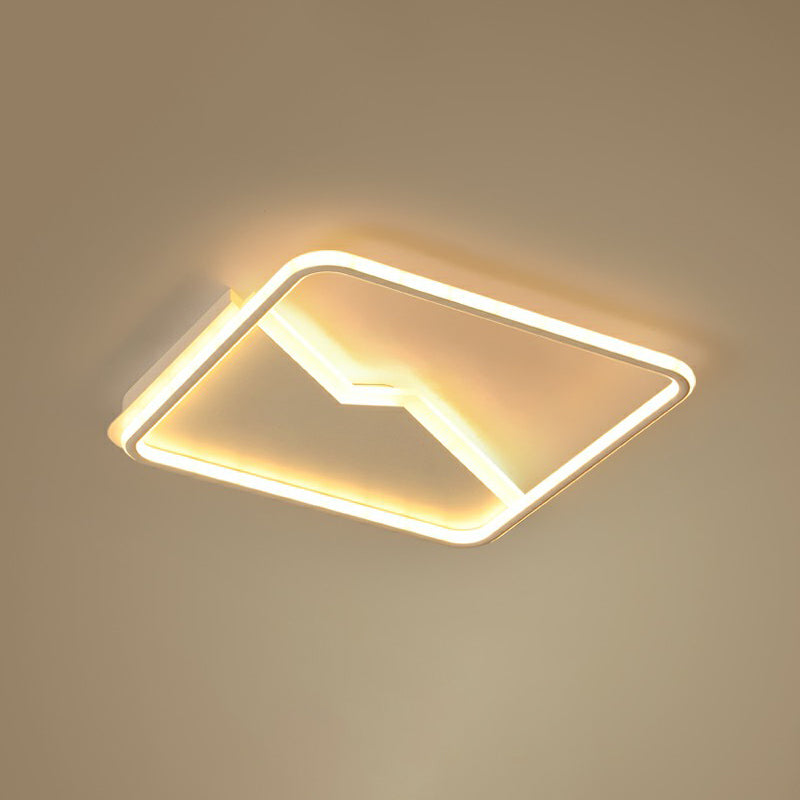 Contemporary Led Square Ceiling Mount Light: Aluminum Bedroom Flush Fixture White / 18’