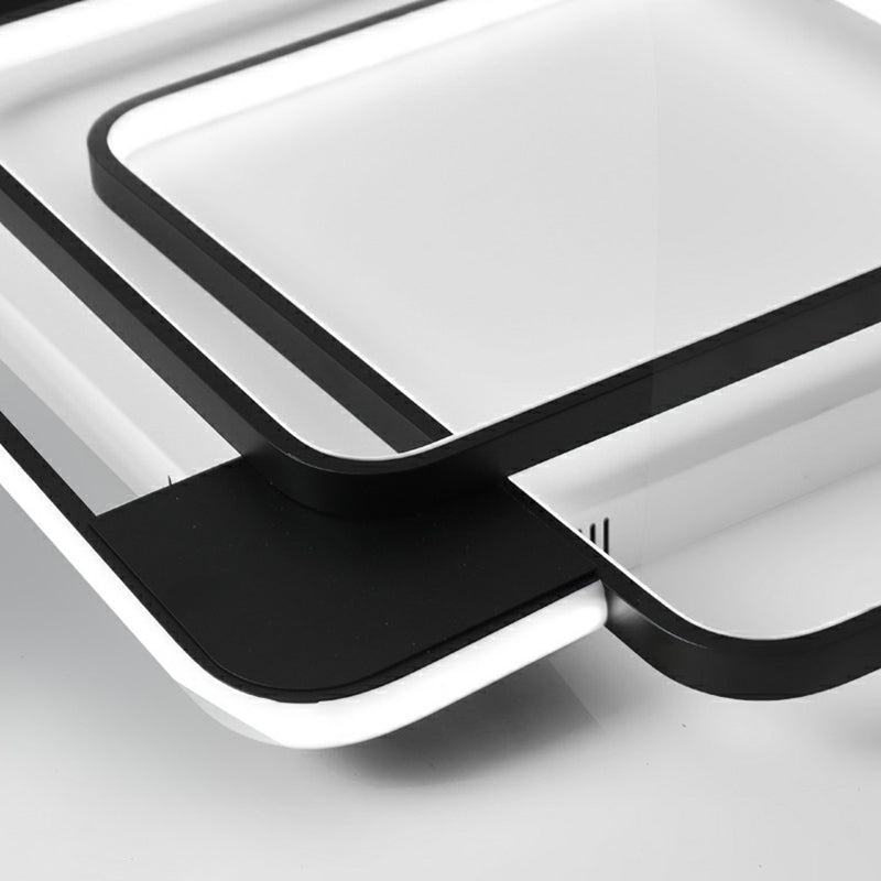 Modern Metal Black Led Square Flush Mount For Bedrooms