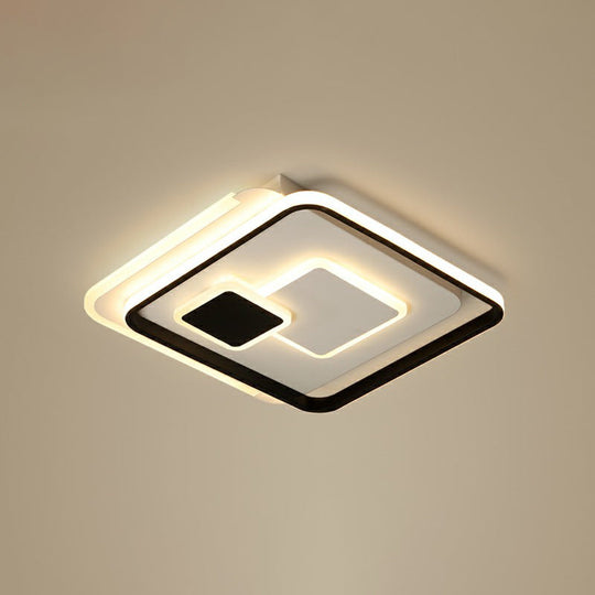 Black Ultrathin Led Flushmount Ceiling Light For Minimalist Bedroom Lighting / 16.5