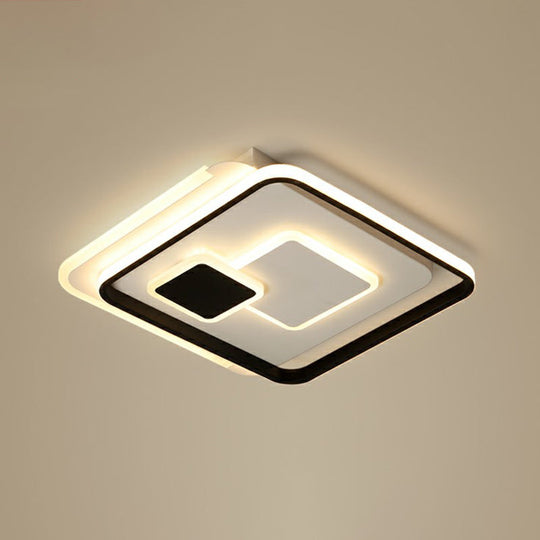 Black Ultrathin Led Flushmount Ceiling Light For Minimalist Bedroom Lighting / 20.5