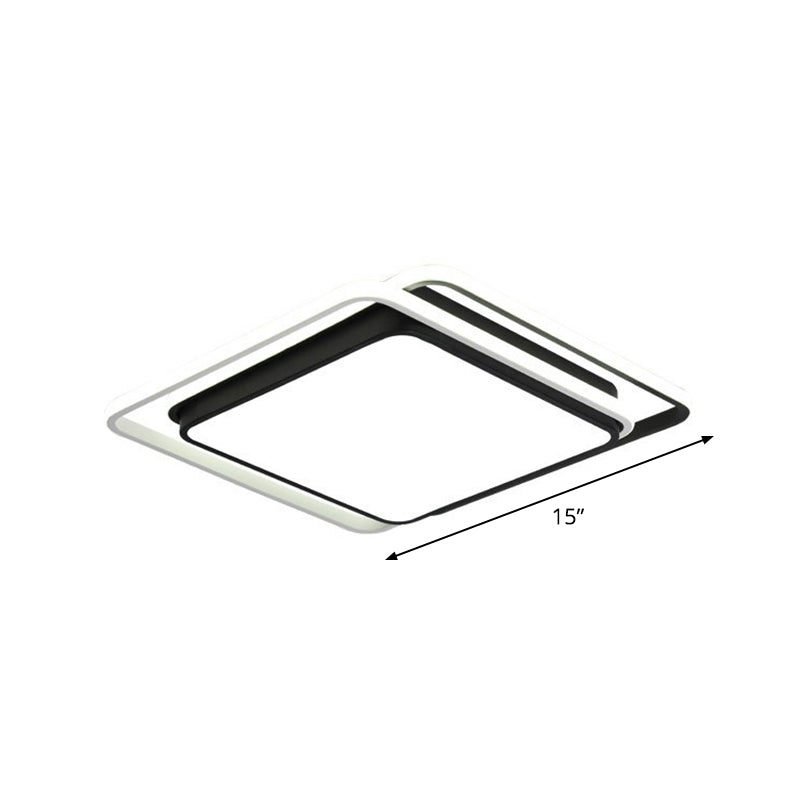 Nordic Geometric Led Flush Mount Ceiling Light With Acrylic Shade For Bedroom Black / Remote Control