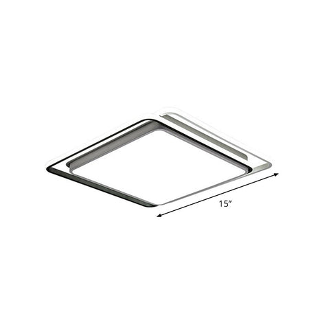 Nordic Geometric Led Flush Mount Ceiling Light With Acrylic Shade For Bedroom White / Square Plate