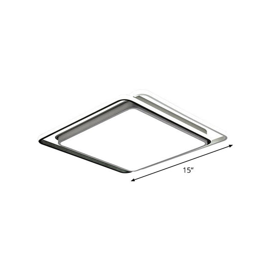 Nordic Geometric Led Flush Mount Ceiling Light With Acrylic Shade For Bedroom White / Square Plate