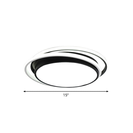 Nordic Geometric Led Flush Mount Ceiling Light With Acrylic Shade For Bedroom Black / Third Gear