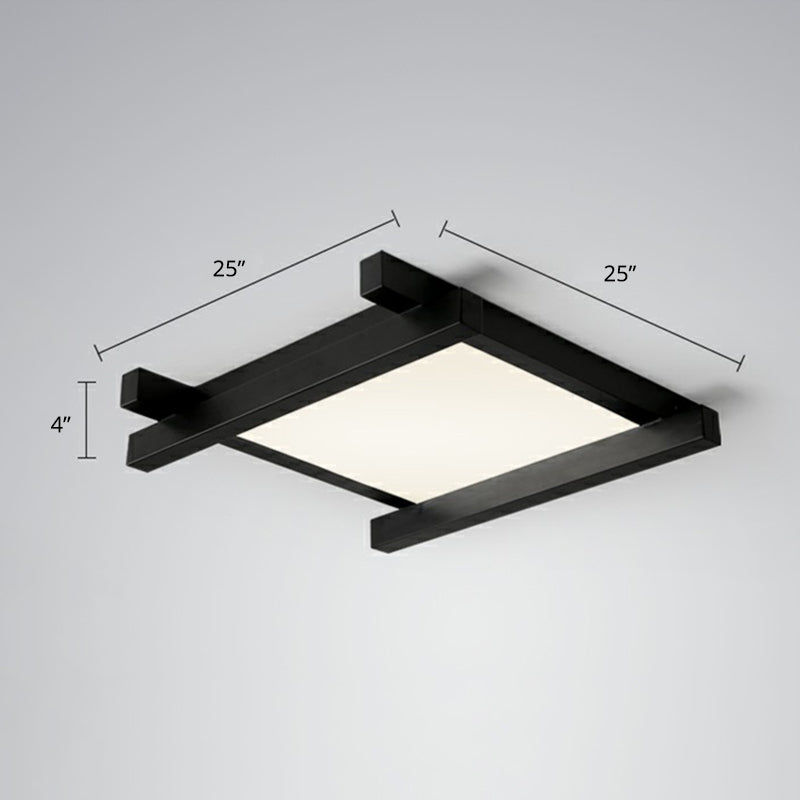 Japanese Checkerboard Acrylic Ceiling Lamp With Led Flush Mount Design For Lounge Black / 25 Third
