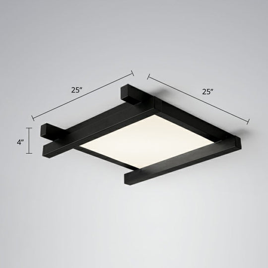Japanese Checkerboard Acrylic Ceiling Lamp With Led Flush Mount Design For Lounge Black / 25 Third