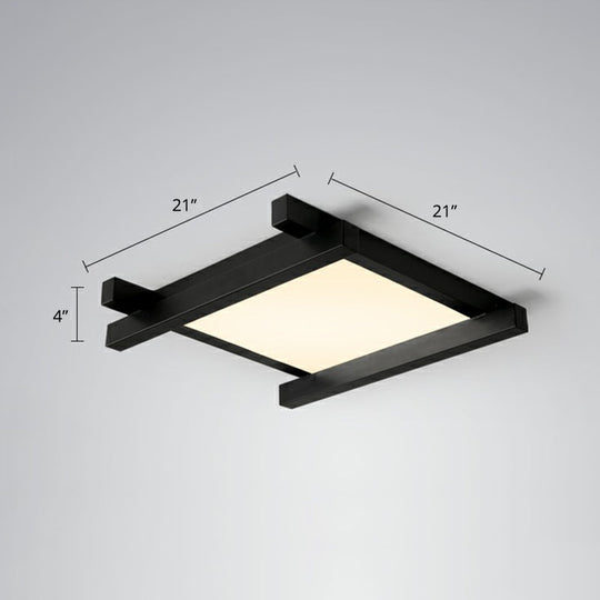 Japanese Checkerboard Acrylic Ceiling Lamp With Led Flush Mount Design For Lounge Black / 21 Remote
