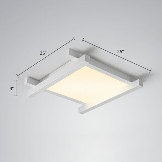 Japanese Checkerboard Acrylic Ceiling Lamp With Led Flush Mount Design For Lounge White / 25 Remote