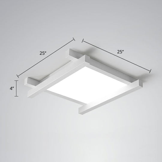 Japanese Checkerboard Acrylic Ceiling Lamp With Led Flush Mount Design For Lounge White / 25