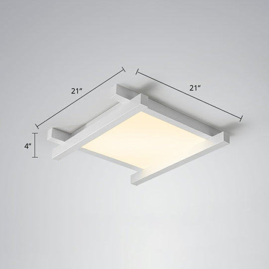 Japanese Checkerboard Acrylic Ceiling Lamp With Led Flush Mount Design For Lounge White / 21 Remote