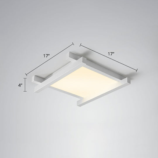 Japanese Checkerboard Acrylic Ceiling Lamp With Led Flush Mount Design For Lounge White / 17 Remote