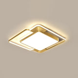 Modern Gold Led Flushmount Ceiling Light For Bedroom - Simple Square Design / 16.5 Third Gear