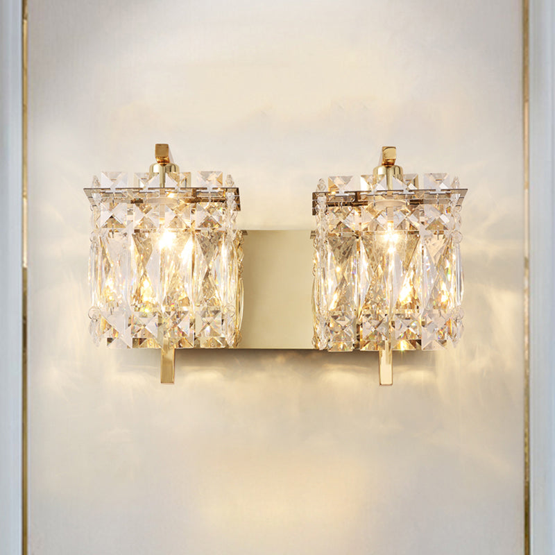 Contemporary Rectangle Wall Mount Sconce Light With Crystal Shade - Elegant Beveled Design