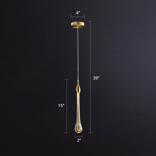 Gold Droplet Crystal Pendant Led Light For Stylish And Modern Living Rooms