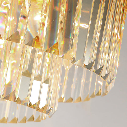 Minimalist Gold Crystal Prism Flush - Mount Ceiling Light For Bedroom
