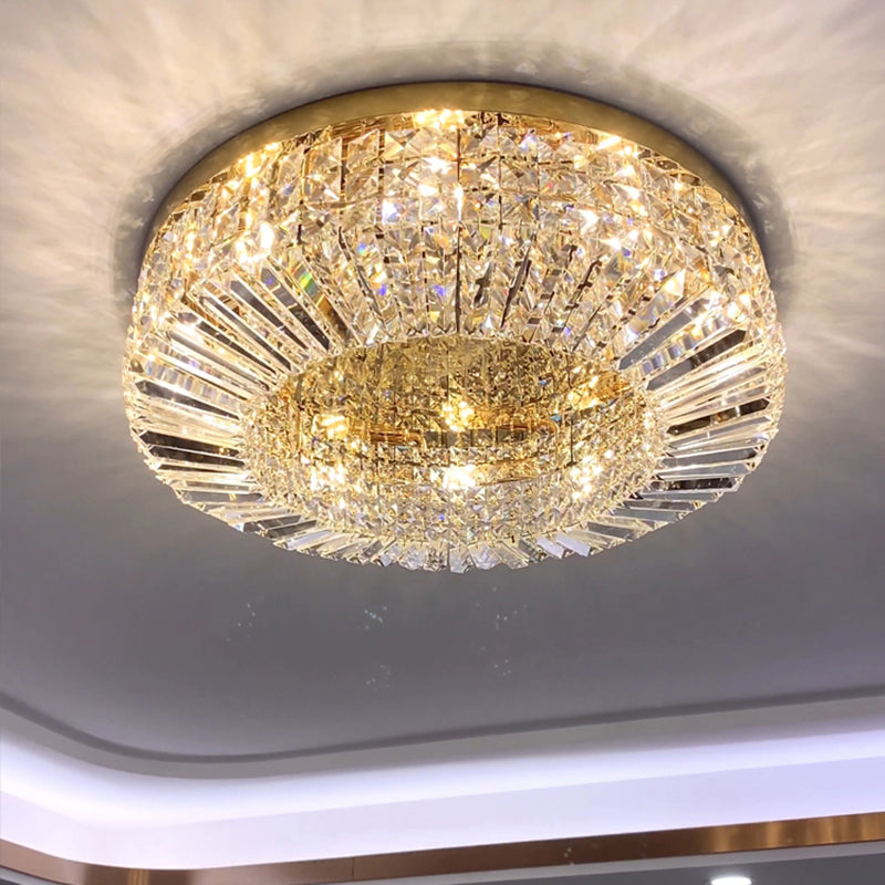 Crystal Loop Shaped Ceiling Light - Simple Style Flush Mount Fixture For Bedroom