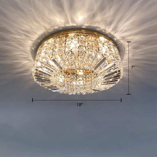 Crystal Loop Shaped Ceiling Light - Simple Style Flush Mount Fixture For Bedroom Gold / 18