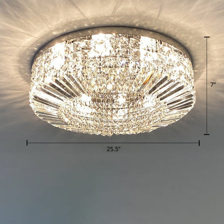 Crystal Loop Shaped Ceiling Light - Simple Style Flush Mount Fixture For Bedroom Silver / 25.5