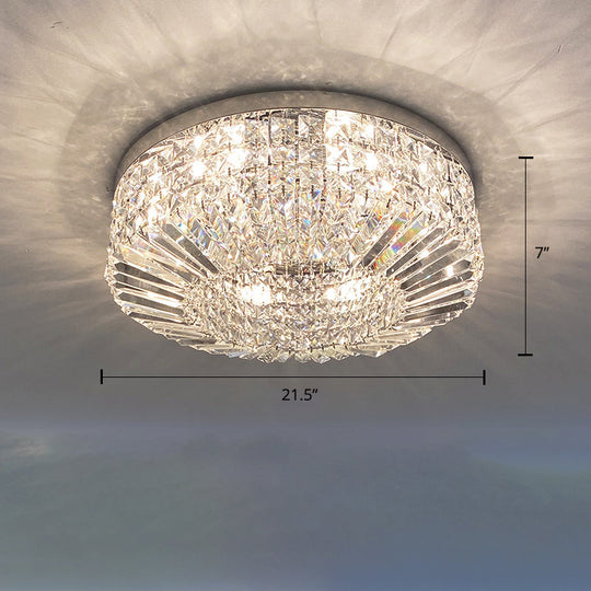 Crystal Loop Shaped Ceiling Light - Simple Style Flush Mount Fixture For Bedroom Silver / 21.5