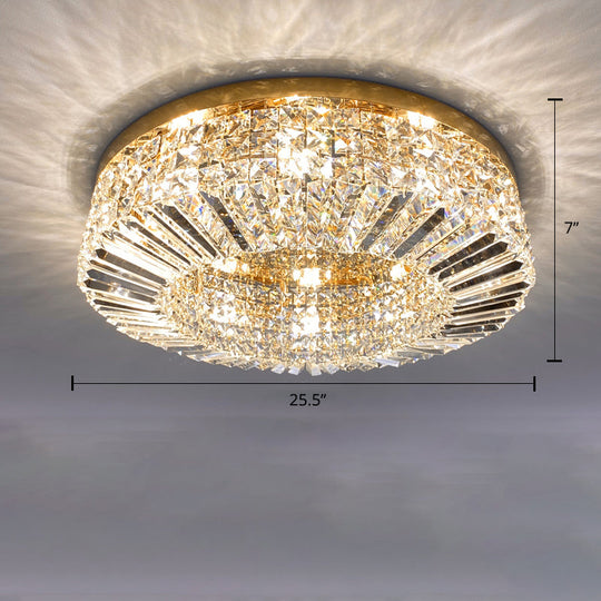 Crystal Loop Shaped Ceiling Light - Simple Style Flush Mount Fixture For Bedroom Gold / 25.5