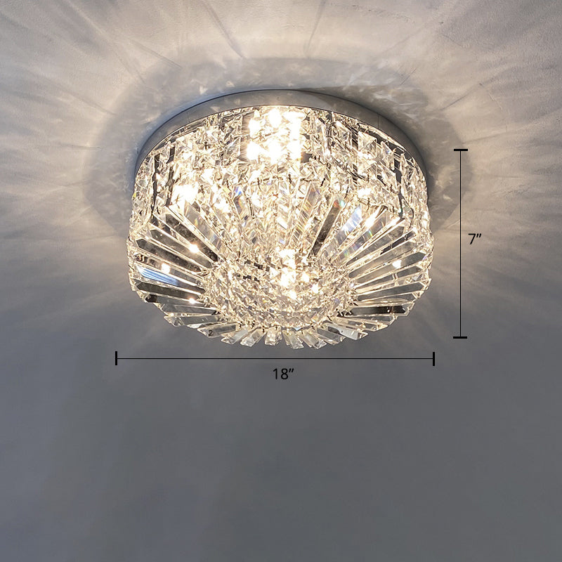 Crystal Loop Shaped Ceiling Light - Simple Style Flush Mount Fixture For Bedroom Silver / 18