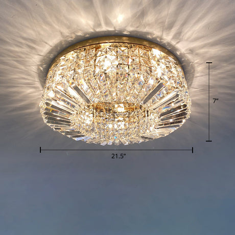 Crystal Loop Shaped Ceiling Light - Simple Style Flush Mount Fixture For Bedroom Gold / 21.5