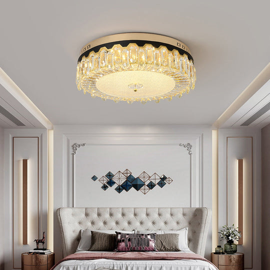 Minimalist Led Ceiling Light With Crystal Shade - Clear Flush Mount For Bedrooms