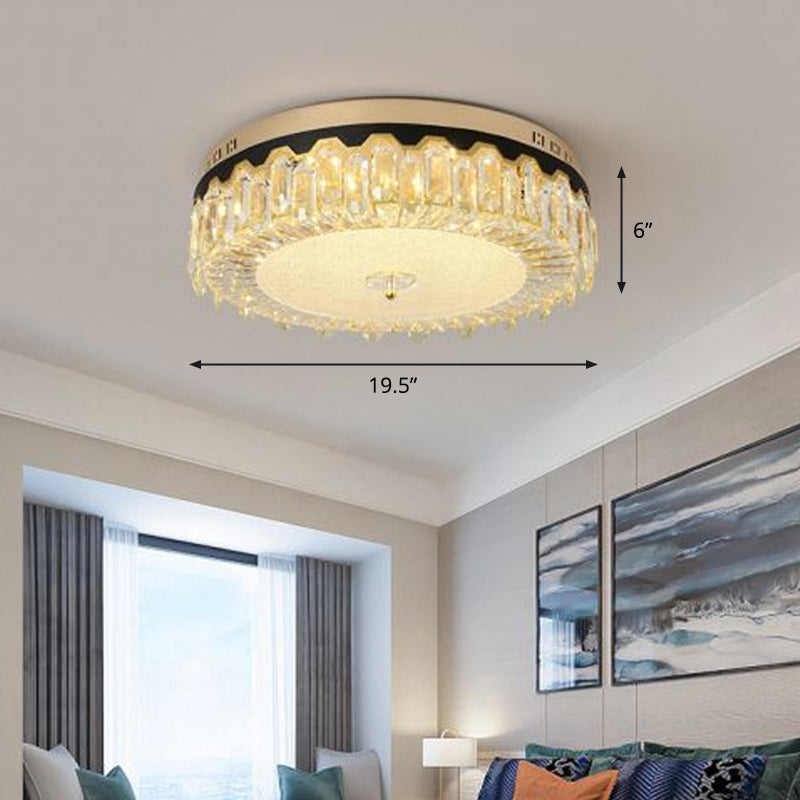 Minimalist Led Ceiling Light With Crystal Shade - Clear Flush Mount For Bedrooms / Rhombus