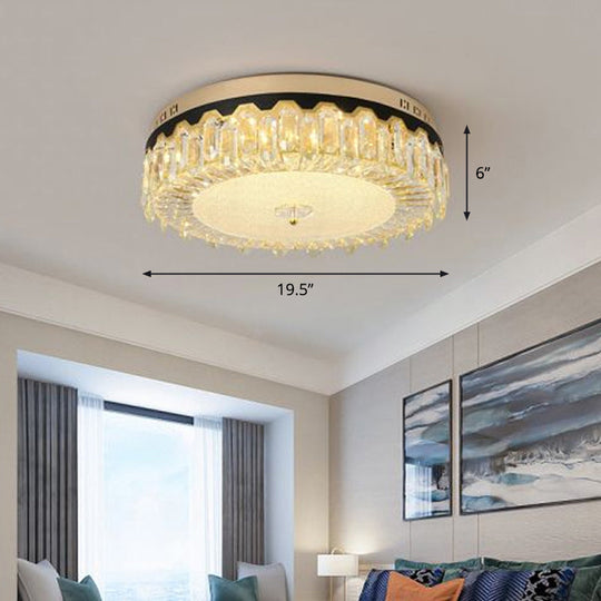 Minimalist Led Ceiling Light With Crystal Shade - Clear Flush Mount For Bedrooms / Rhombus