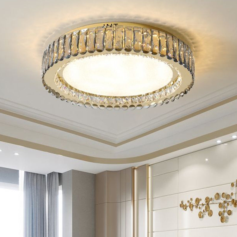 Minimalist Crystal Clear Geometric Flush Mount Ceiling Light For Bedroom