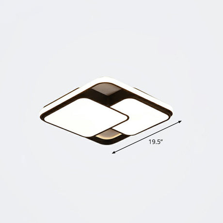 Nordic Acrylic Led Flush-Mount Ceiling Light For Bedrooms - Overlapping Style Black / 19.5 Remote