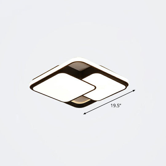 Nordic Acrylic Led Flush-Mount Ceiling Light For Bedrooms - Overlapping Style Black / 19.5 Remote