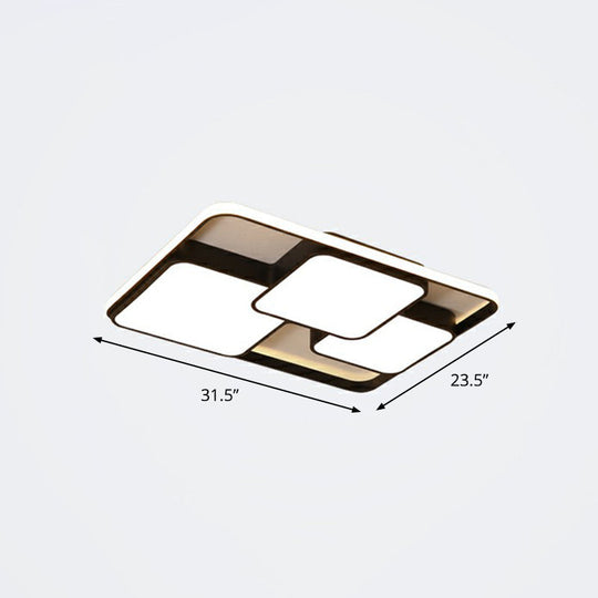 Nordic Acrylic Led Flush-Mount Ceiling Light For Bedrooms - Overlapping Style Black / 31.5 Remote