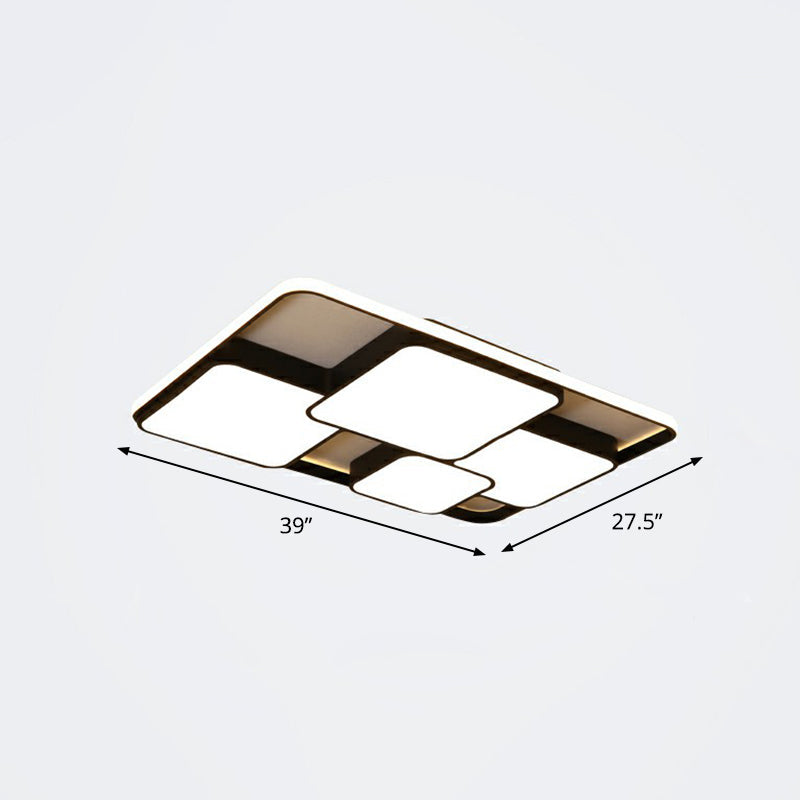 Nordic Acrylic Led Flush - Mount Ceiling Light For Bedrooms - Overlapping Style Black / 39’ Warm