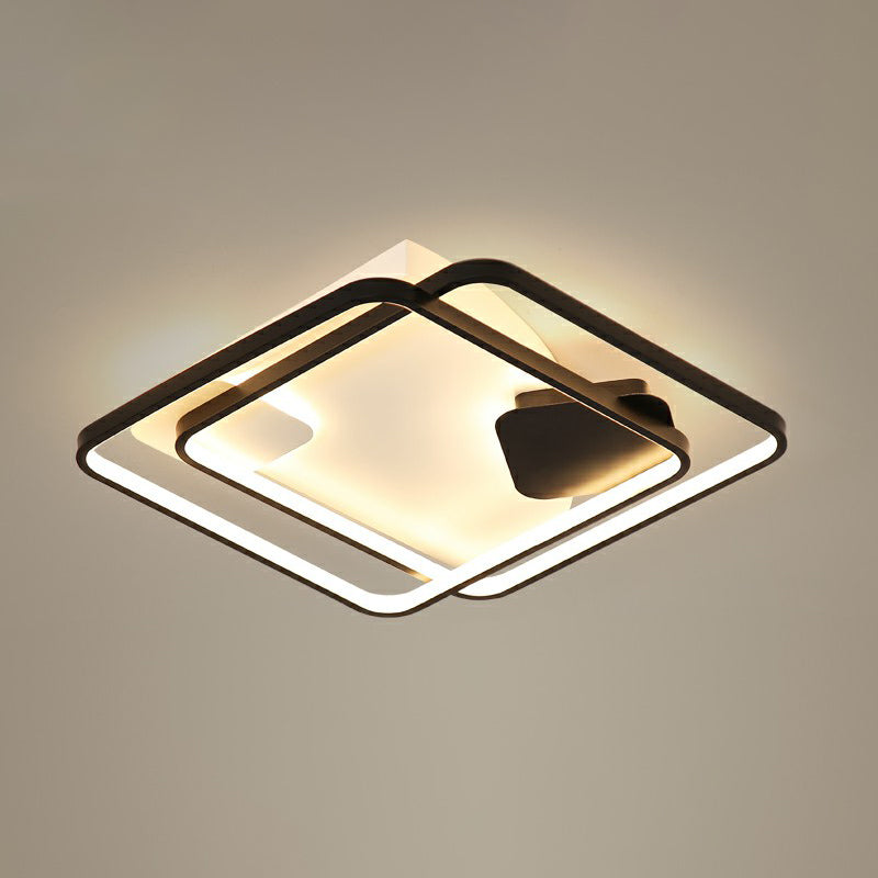Black Led Flush Mount Ceiling Light For Modern Living Rooms / 18 White