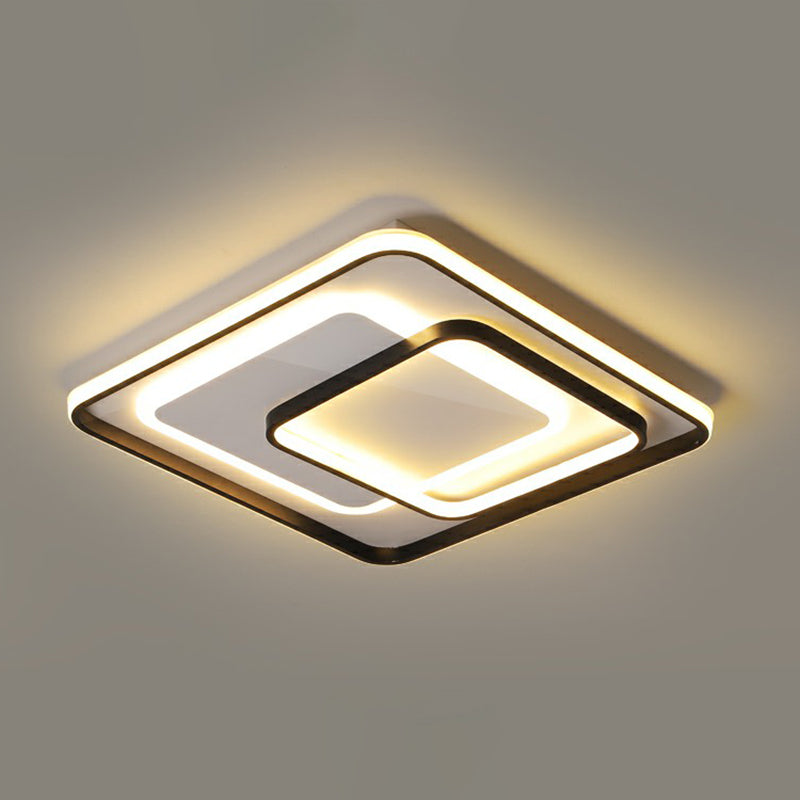Modern Led Ceiling Lamp - Black Flush - Mount Light Fixture With Acrylic Shade / 20.5’ Third Gear