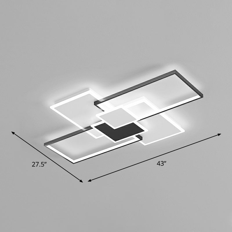 Modern Overlap Ceiling Light: Stylish Metal Flush Mount Fixture For Bedrooms Black / 43’