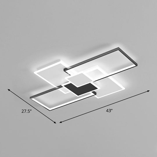 Modern Overlap Ceiling Light: Stylish Metal Flush Mount Fixture For Bedrooms Black / 43