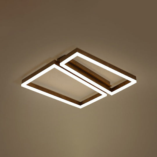 Sleek Metal Led Ceiling Light In Coffee Finish For Living Room / 18