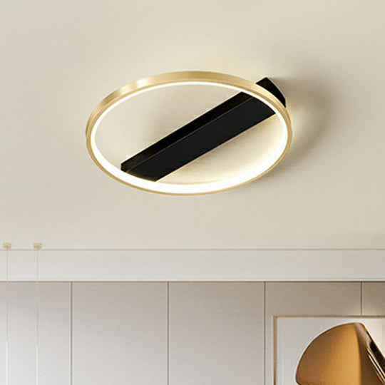 Sleek Geometrical Flush Ceiling Light In Black - Gold Finish - Simplicity Acrylic Flushmount For