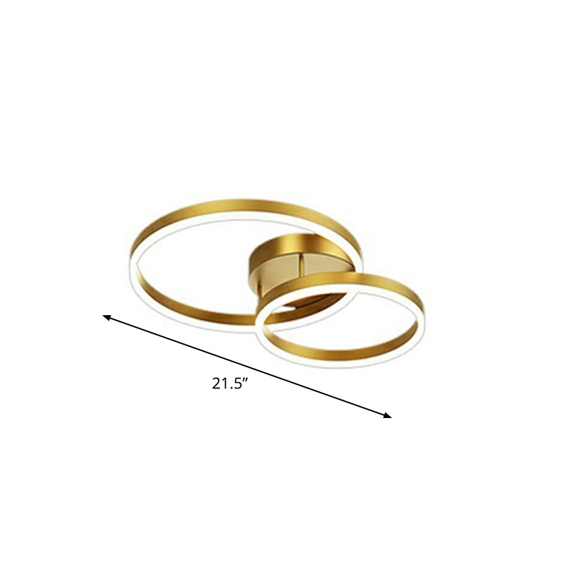 Modern Metallic Flushmount Led Ceiling Light With Gold Finish - Ideal For Bedroom / Remote Control