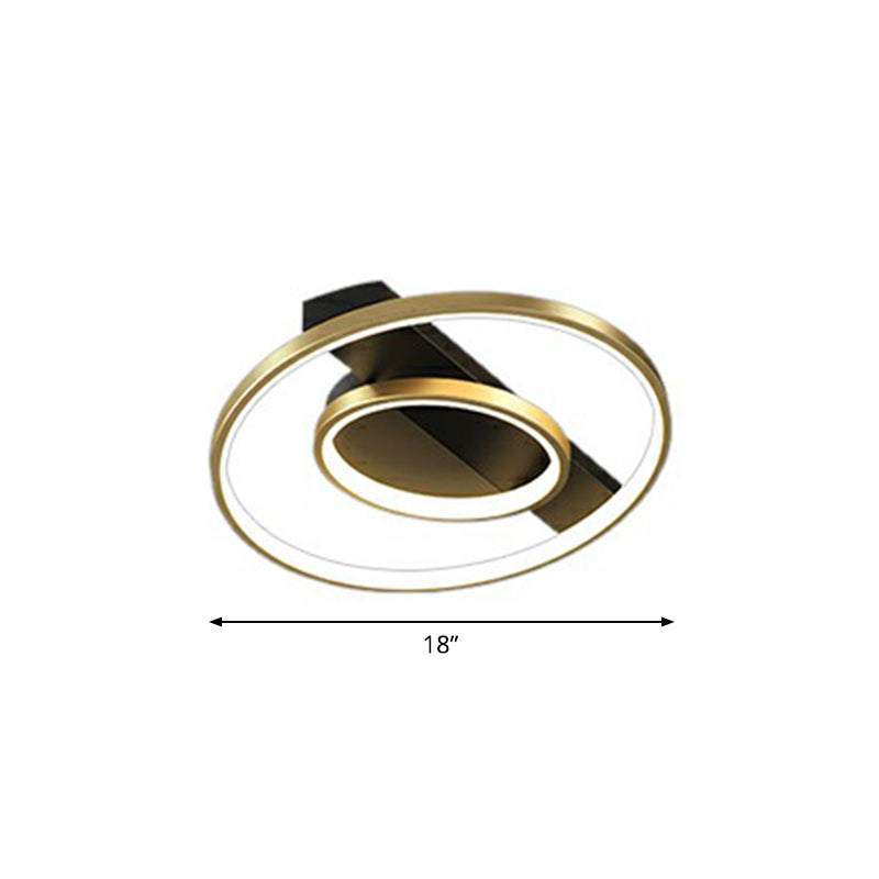 Modern Metallic Flushmount Led Ceiling Light With Gold Finish - Ideal For Bedroom / Remote Control