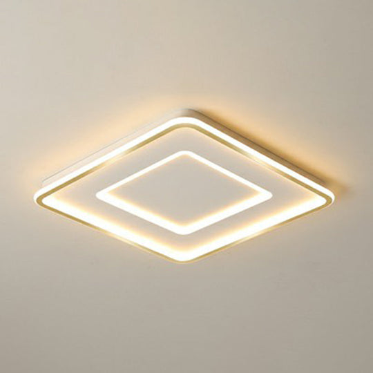 Ultra Thin Acrylic Flush Mount Ceiling Light - Simplicity White Led Lamp For Bedroom / 16.5 Remote