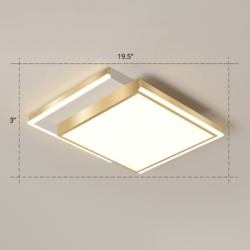 Minimalistic Gold Led Ceiling Light For Living Room - Rectangle Shaped Acrylic Flush Mount /
