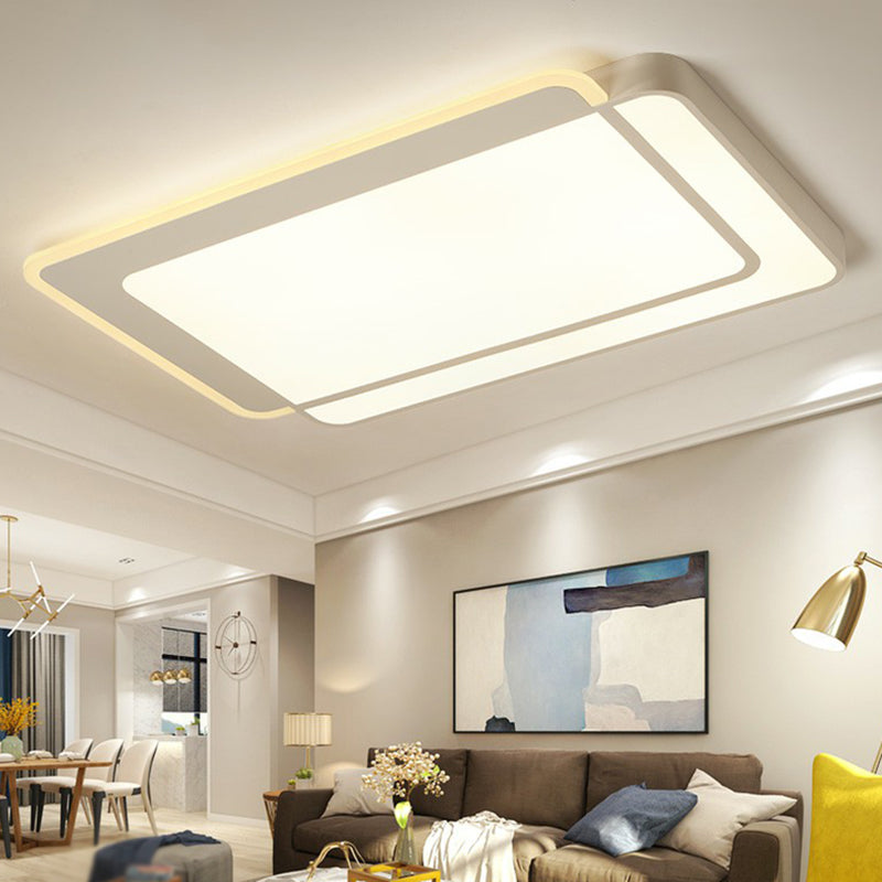 Minimalist White Led Flush Mount Ceiling Light With Acrylic Diffuser