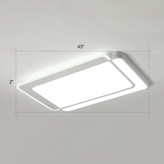 Minimalist White Led Flush Mount Ceiling Light With Acrylic Diffuser / 43