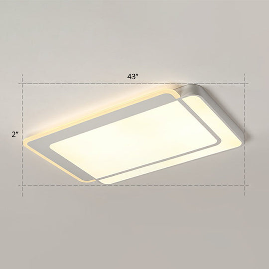 Minimalist White Led Flush Mount Ceiling Light With Acrylic Diffuser / 43’ Warm