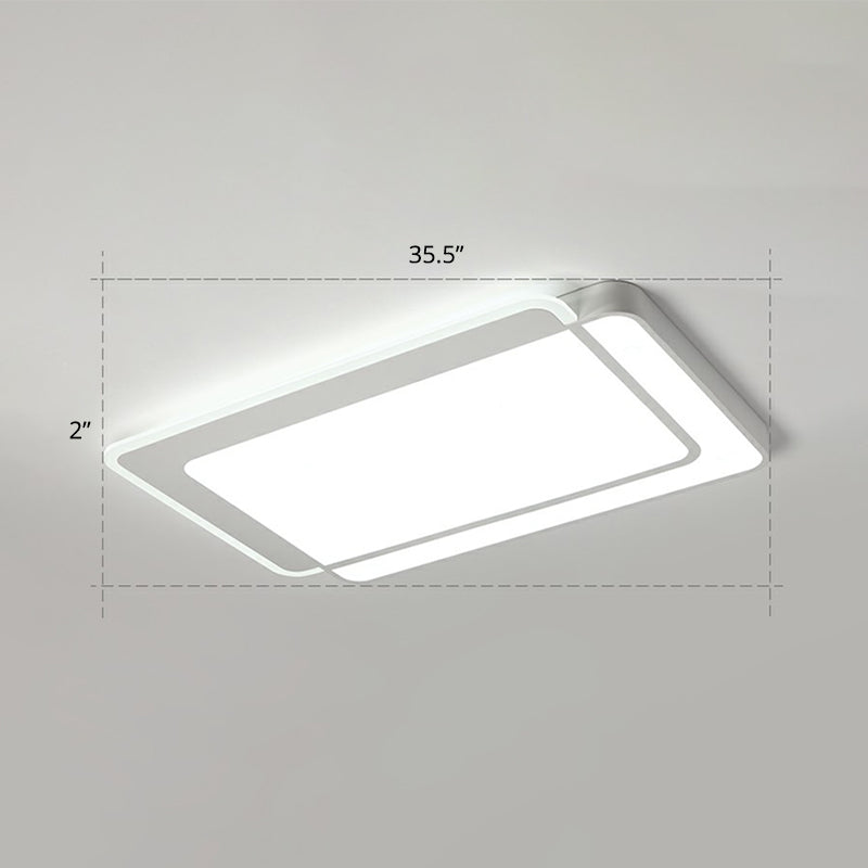 Minimalist White Led Flush Mount Ceiling Light With Acrylic Diffuser / 35.5