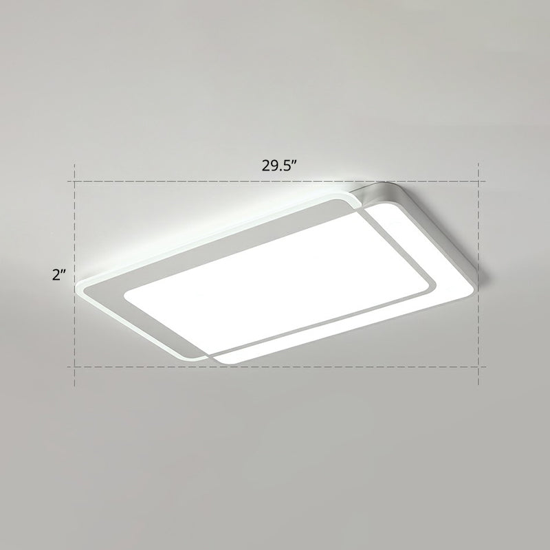 Minimalist White Led Flush Mount Ceiling Light With Acrylic Diffuser / 29.5