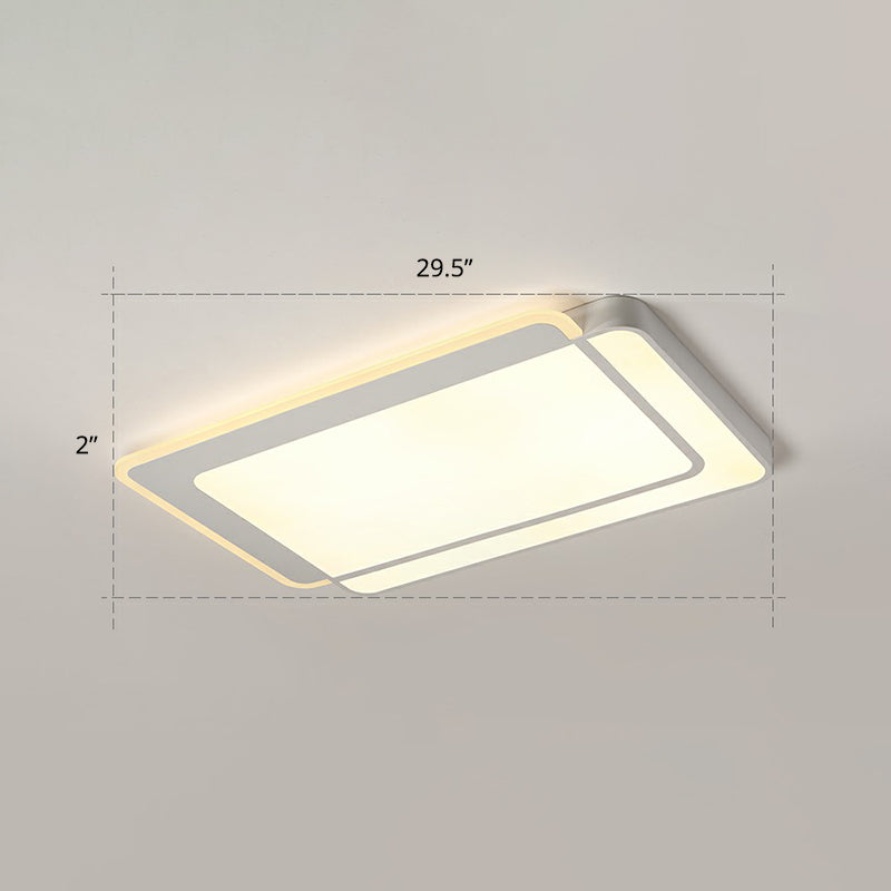 Minimalist White Led Flush Mount Ceiling Light With Acrylic Diffuser / 29.5 Warm